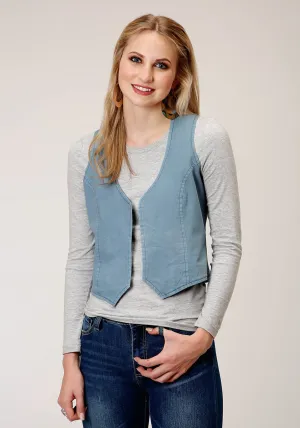 Roper Womens Light Blue 100% Cotton Denim Western Vest Light Vision Roper Womens Light Blue 100% Cotton Denim Western Vest Chic Comfort Trendy Fit