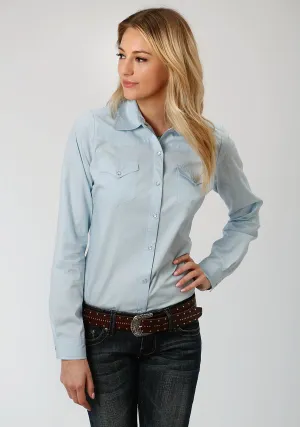 Roper Womens Light Blue 100% Cotton Poplin L/S Shirt Feel Great Roper Womens Light Blue 100% Cotton Poplin L/S Shirt Fitted Comfort
