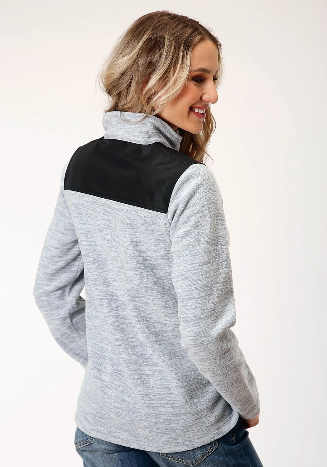 Anti Slip Belt Loops Outfit Ease Roper Womens Micro Grey 100% Polyester Fleece Jacket
