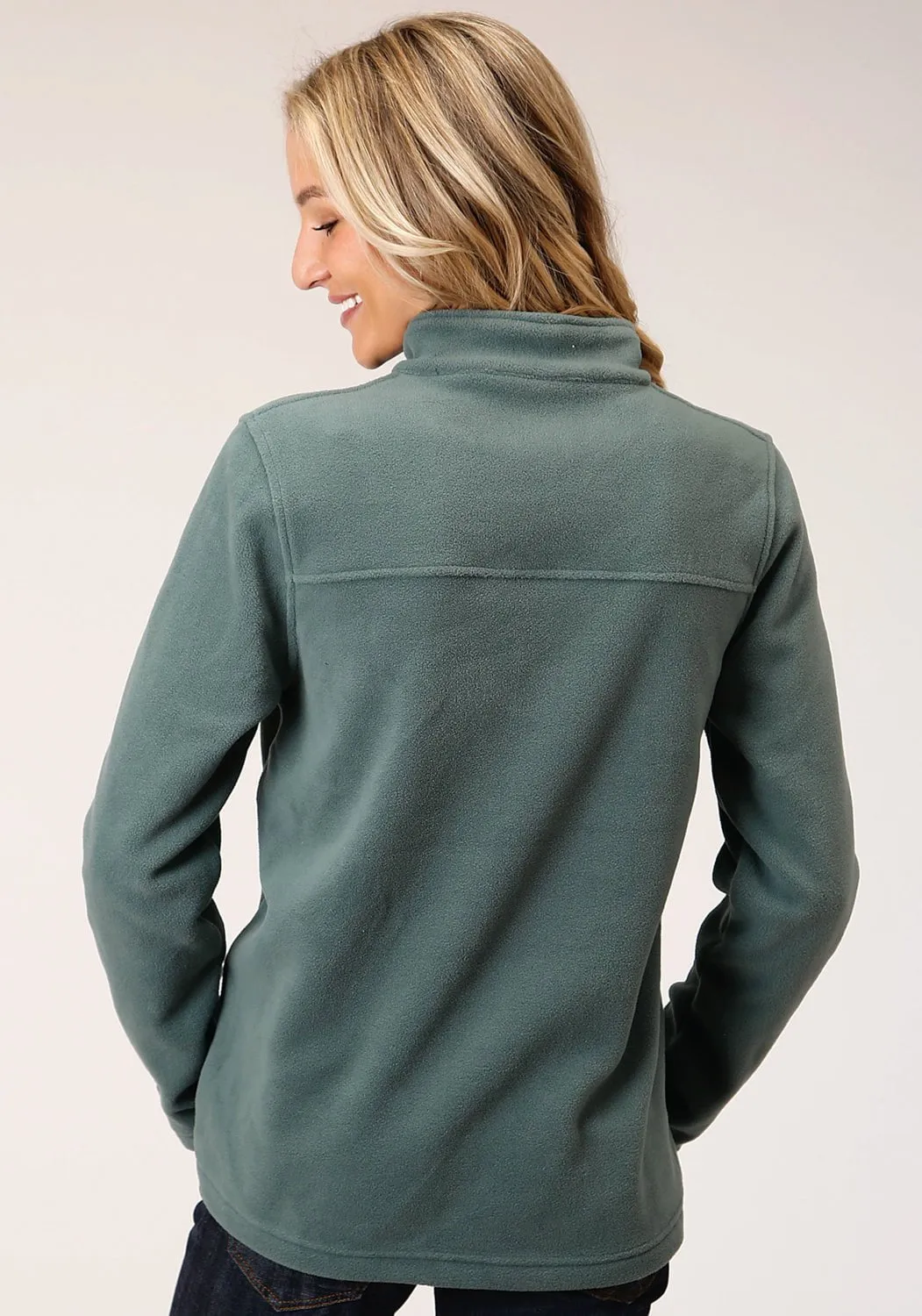 Traveler Gear Winter Warmth Smooth Holiday Vibes Date Night Lightweight Roper Womens Misty Green Polyester Micro Fleece Jacket