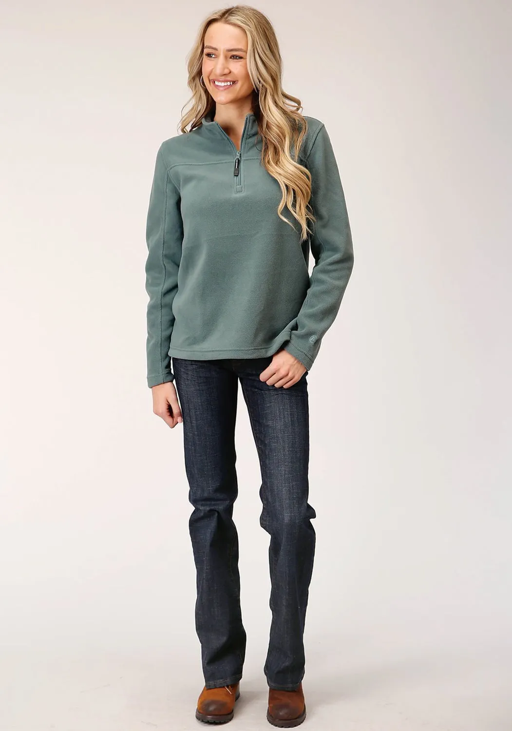 Base Style Go-To Style Roper Womens Misty Green Polyester Micro Fleece Jacket