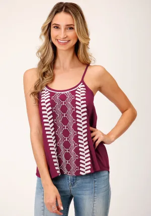 Roper Womens Multi Back Strap Wine 100% Rayon S/L Tank Top Airflow Optimized Weave Unisex Choice Weekend Adventure Roper Womens Multi Back Strap Wine 100% Rayon S/L Tank Top