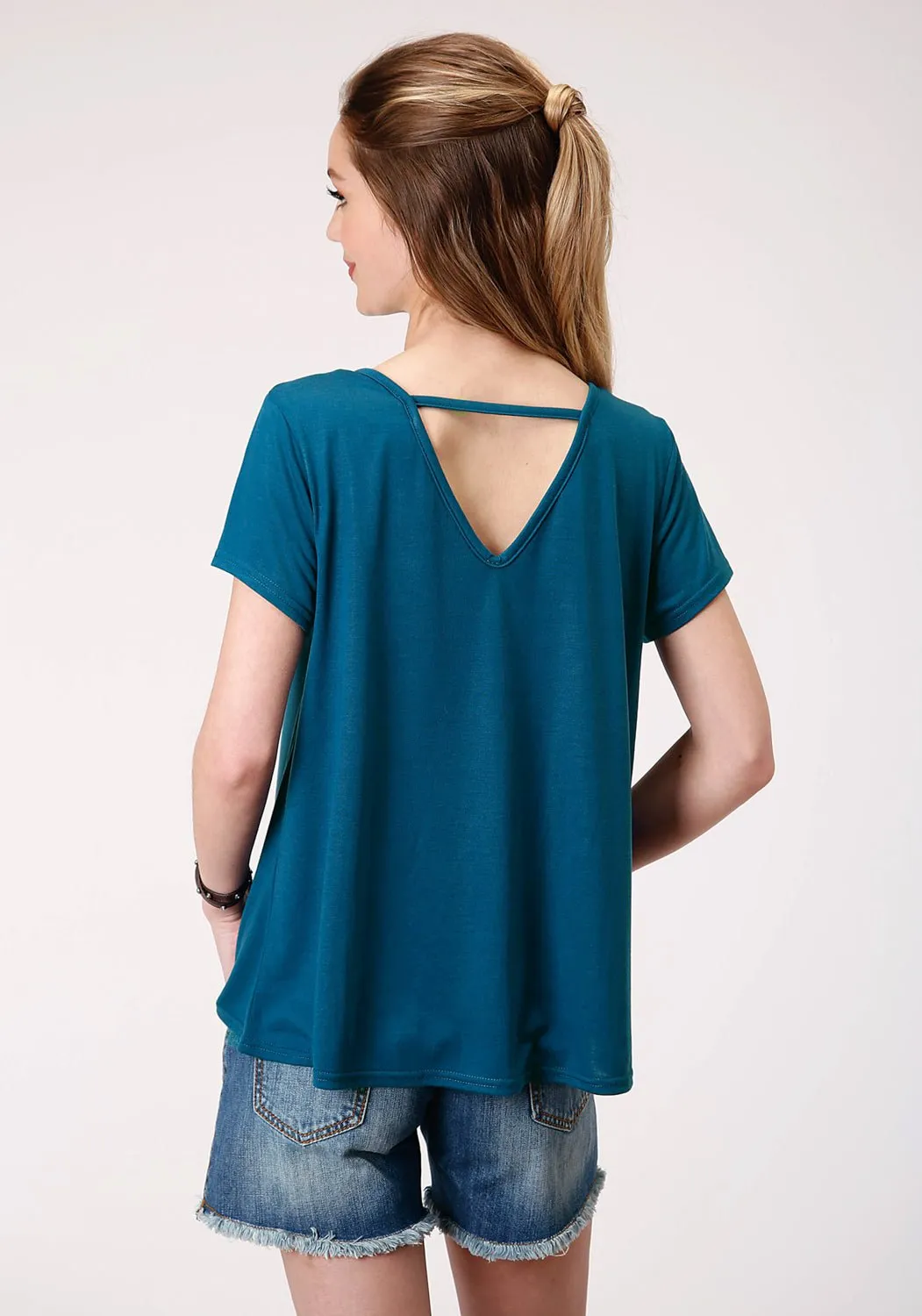 Fashionable Pick Simple Layer Roper Womens Navy Poly/Rayon Arrows Swing S/S T-Shirt
