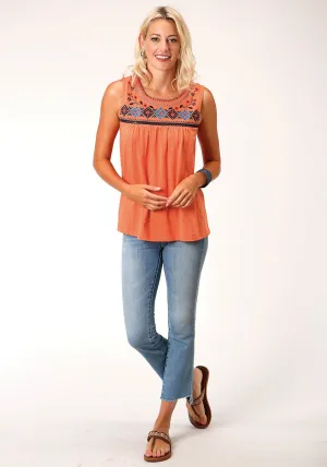 Roper Womens Orange 100% Cotton Colorful Bandana S/L Tunic Cool Wear Roper Womens Orange 100% Cotton Colorful Bandana S/L Tunic networking event All-Occasion Wear
