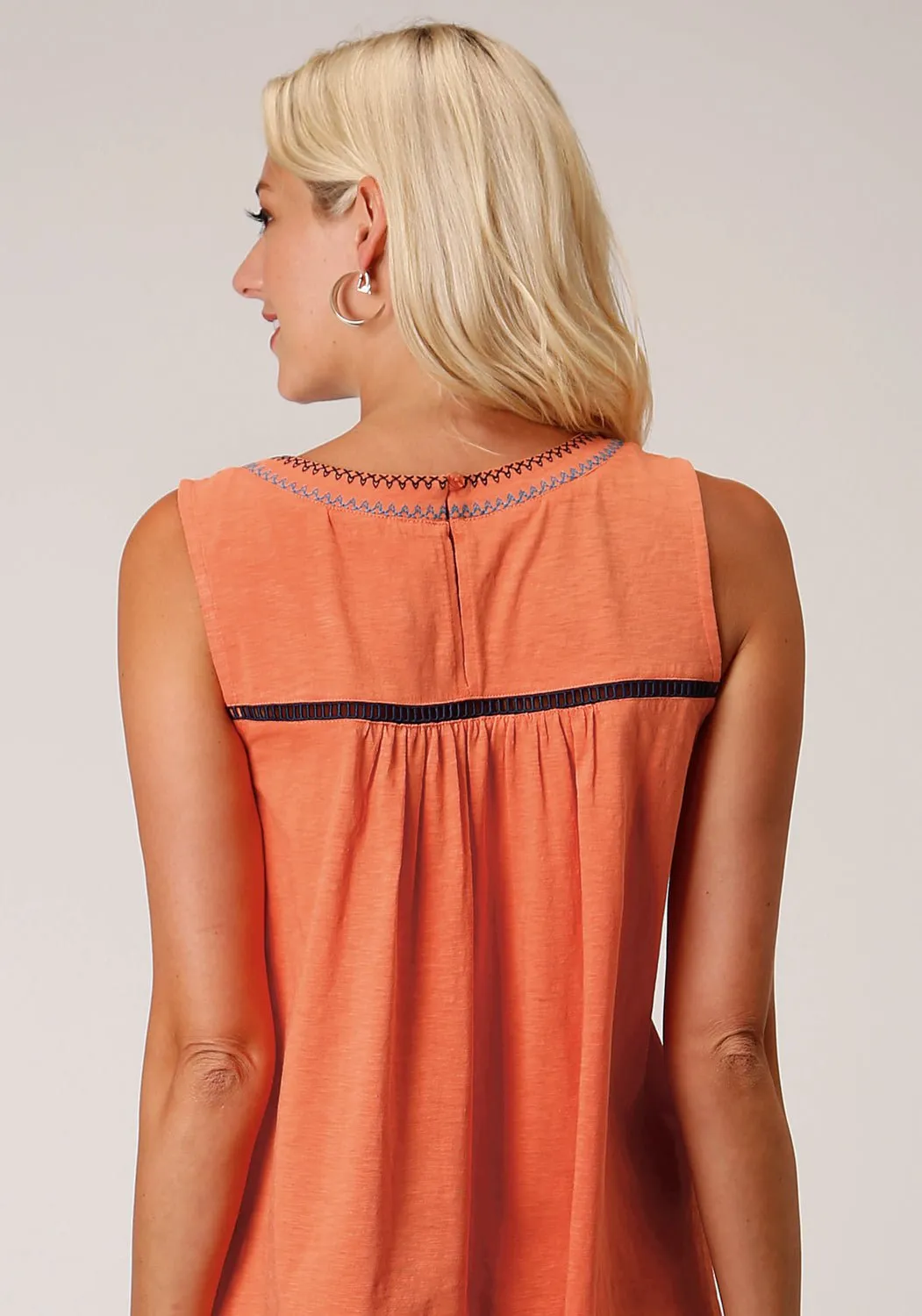 Roper Womens Orange 100% Cotton Colorful Bandana S/L Tunic Wardrobe Essential
