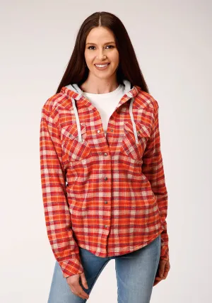 Roper Womens Orange/Red 100% Cotton Reversible Hooded Jacket Regular Rise Comfort Fit Roper Womens Orange/Red 100% Cotton Reversible Hooded Jacket