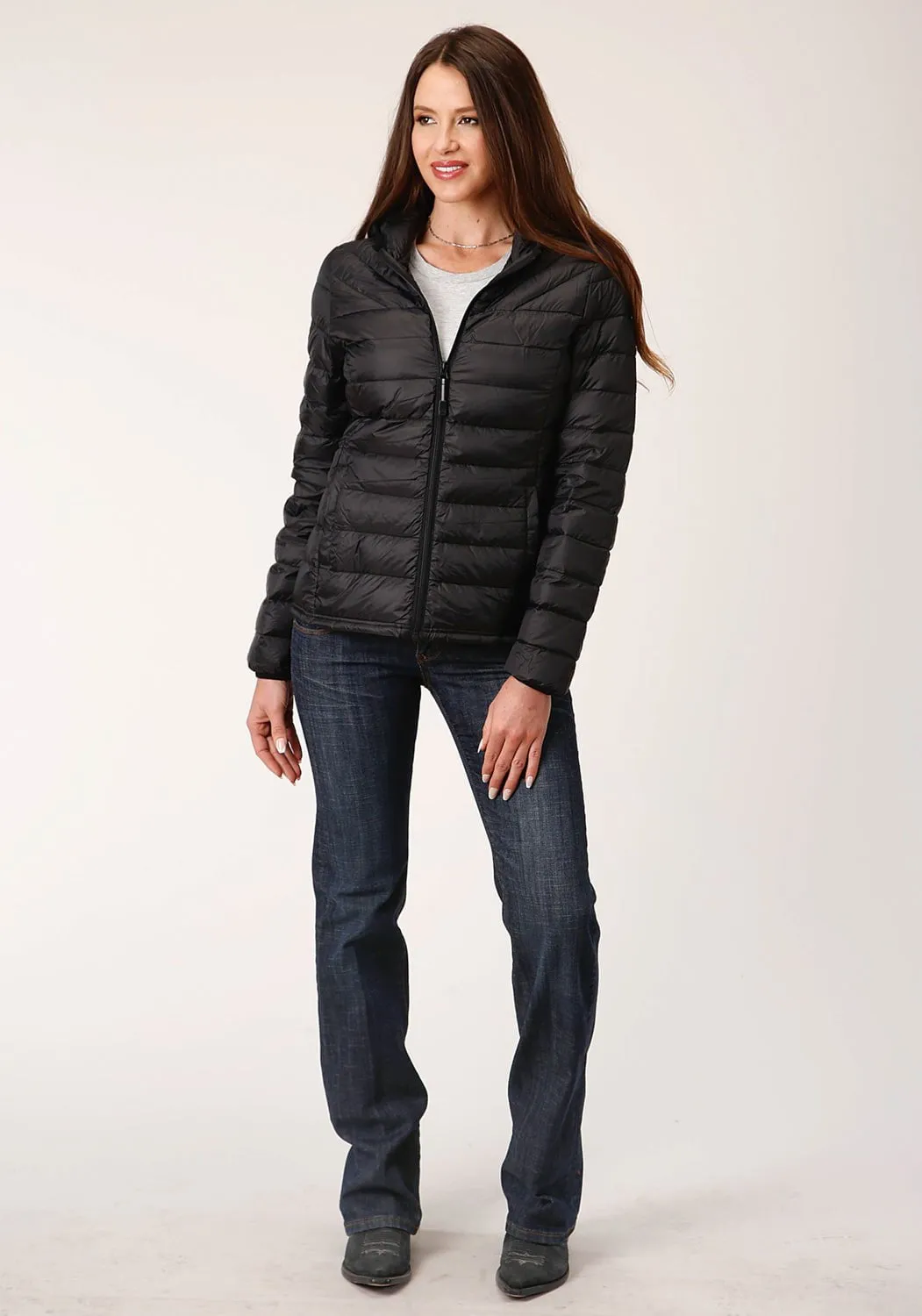 Day To Day Roper Womens Parachute Down Black 100% Nylon Softshell Jacket
