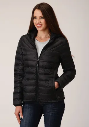 Roper Womens Parachute Down Black 100% Nylon Softshell Jacket Vintage Look Premium Denim Elegant Formal Roper Womens Parachute Down Black 100% Nylon Softshell Jacket