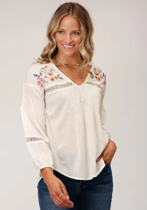 Roper Womens Peasant Voile Cream 100% Cotton 3/4 Sleeve S/S Blouse Floral Motif Festival Fashion Roper Womens Peasant Voile Cream 100% Cotton 3/4 Sleeve S/S Blouse
