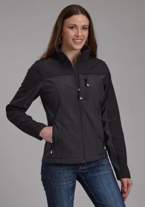 Roper Womens Pieced Fleece Grey/Black Poly/Spandex Softshell Jacket Cool And Simple Roper Womens Pieced Fleece Grey/Black Poly/Spandex Softshell Jacket Artist Vibe Premium Modern Comfort