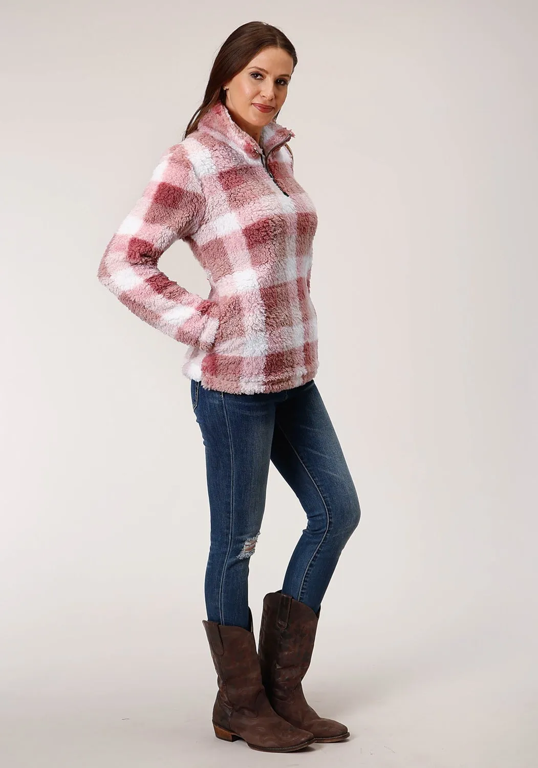 Roper Womens Pink Polyester Polar Fleece Jacket Party Look Modern Minimalist True Fit