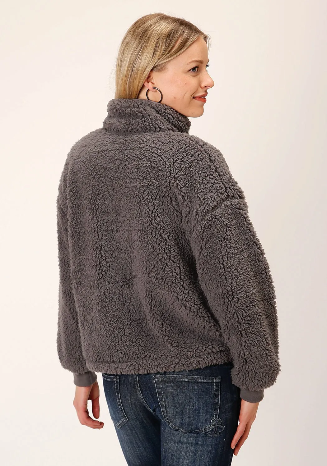 Family Style Luxury Roper Womens Polar Charcoal 100% Polyester Fleece Jacket