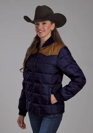 Roper Womens Poly Filled Western Blue/Tan 100% Polyester Insulated Jacket Flexible Denim Roper Womens Poly Filled Western Blue/Tan 100% Polyester Insulated Jacket Morning Stroll Sustainable Classic