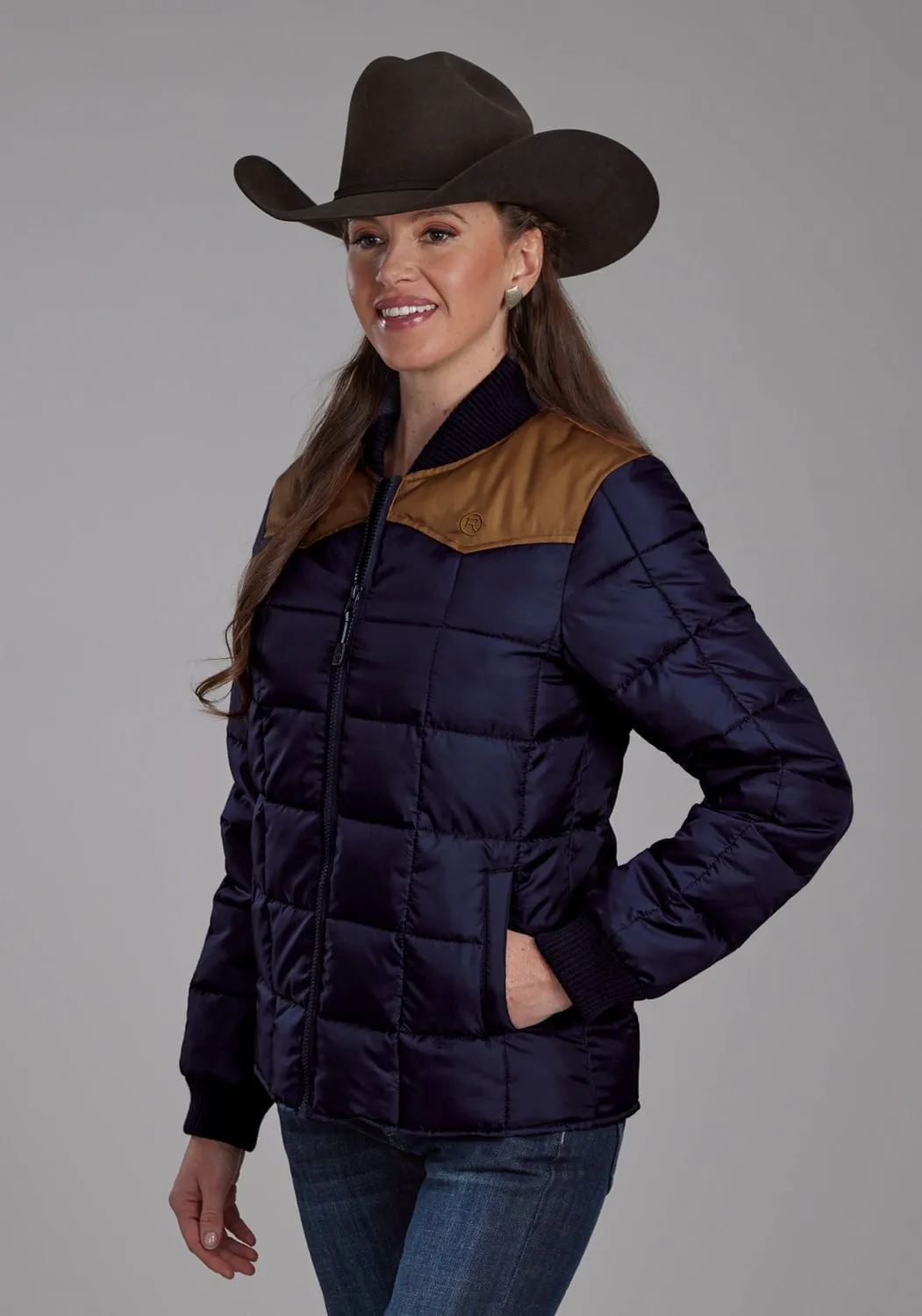 Go-to Comfort Roper Womens Poly Filled Western Blue/Tan 100% Polyester Insulated Jacket