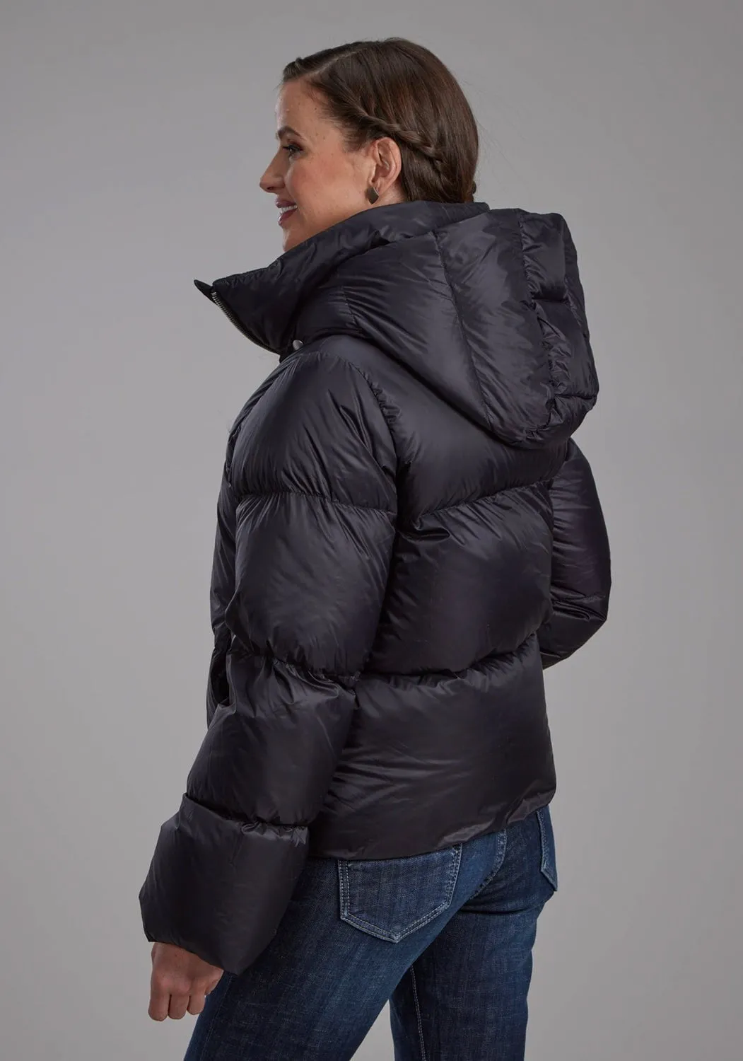 Roper Womens Puffer Down Coat Black 100% Nylon Softshell Jacket Flexible Match