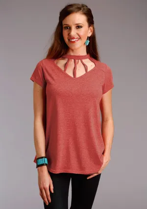 Roper Womens Red Poly/Cotton Taos Sunrise S/S T-Shirt Pastel Shade Roper Womens Red Poly/Cotton Taos Sunrise S/S T-Shirt Country Charm