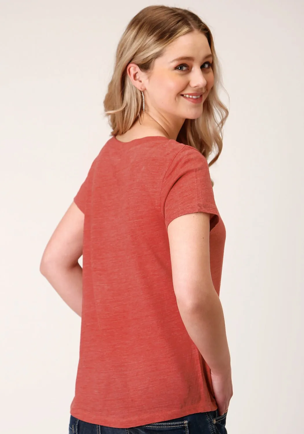 Sporty Layer Roper Womens Red Poly/Rayon Blaze Your Own Trail S/S T-Shirt