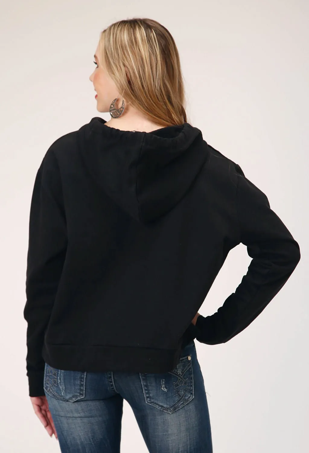 Roper Womens Slouchy Fleece Black 100% Cotton Hoodie Style Daily