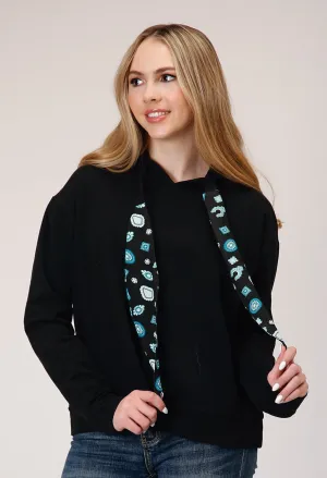 Roper Womens Slouchy Fleece Black 100% Cotton Hoodie Retro Outfit Roper Womens Slouchy Fleece Black 100% Cotton Hoodie Effortless casual