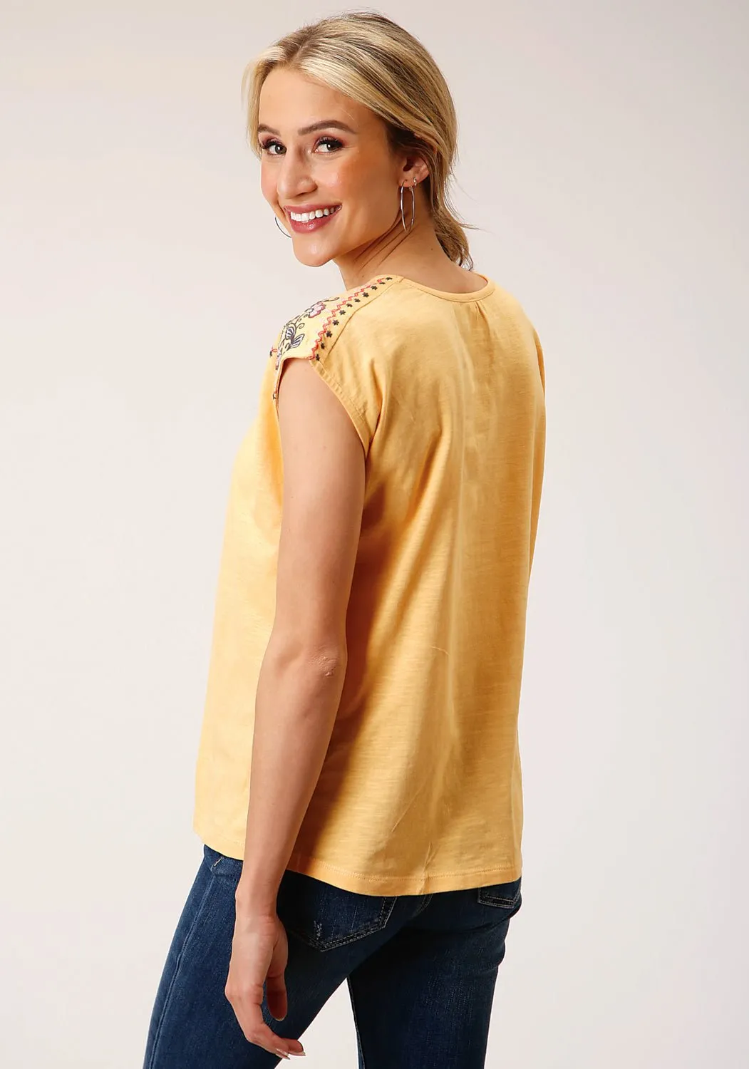 Linen blend Corporate Wear Roper Womens Slub Jersey Yellow 100% Cotton S/L T-Shirt