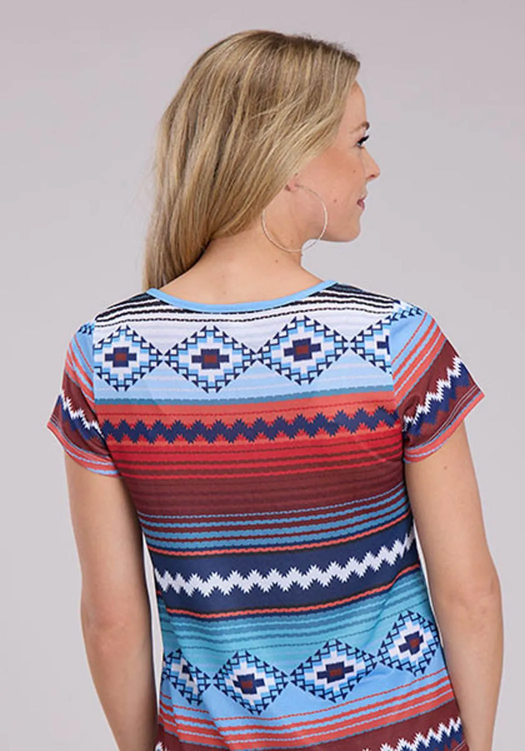 Formal Elegance High-Quality Craftsmanship Roper Womens Southwestern Sublimation Multi-Color Poly/Spandex S/S Tunic