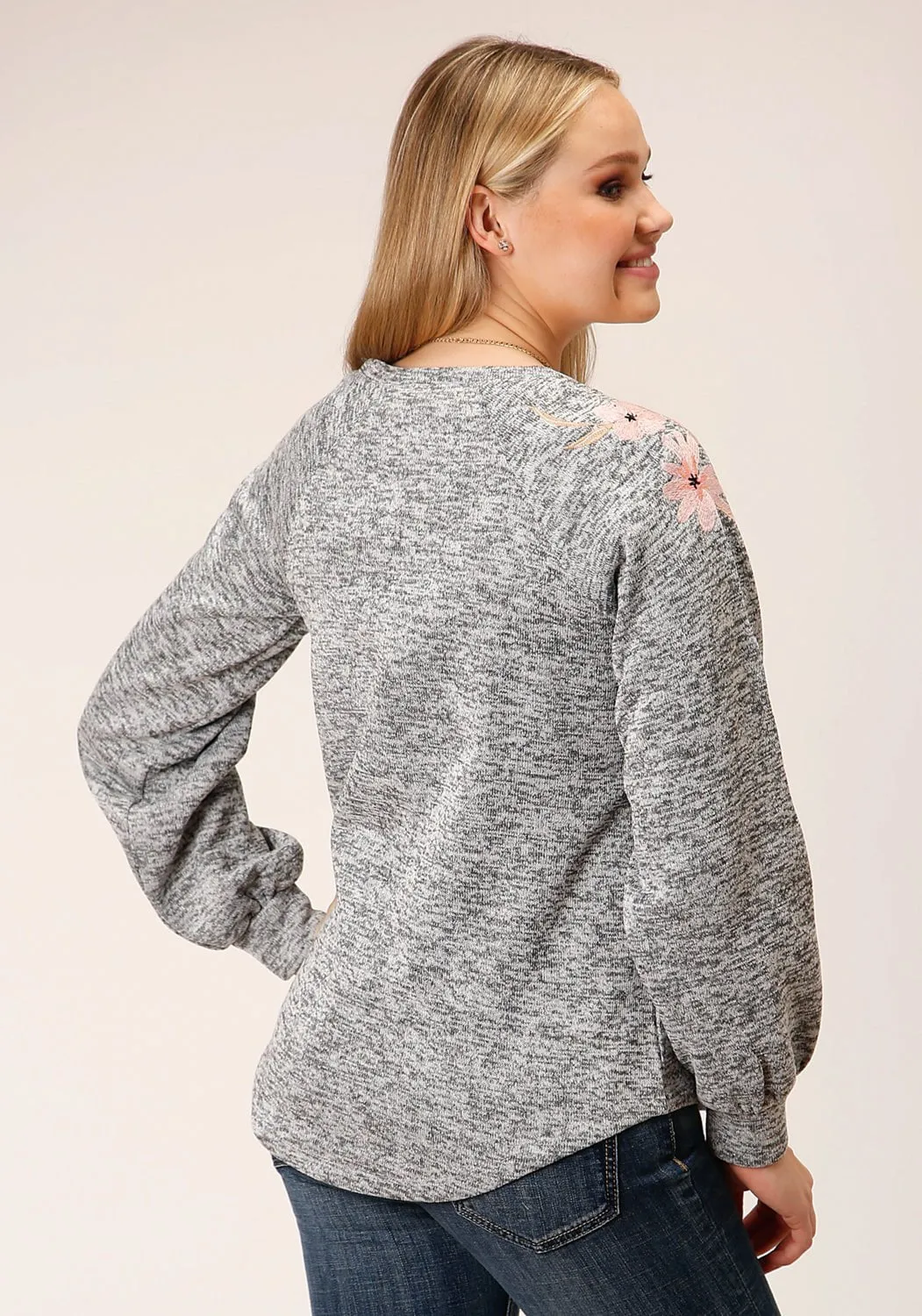 Roper Womens Space Dye Polar Grey Polyester Fle ece Pullover Lightweight Parent Style Durable