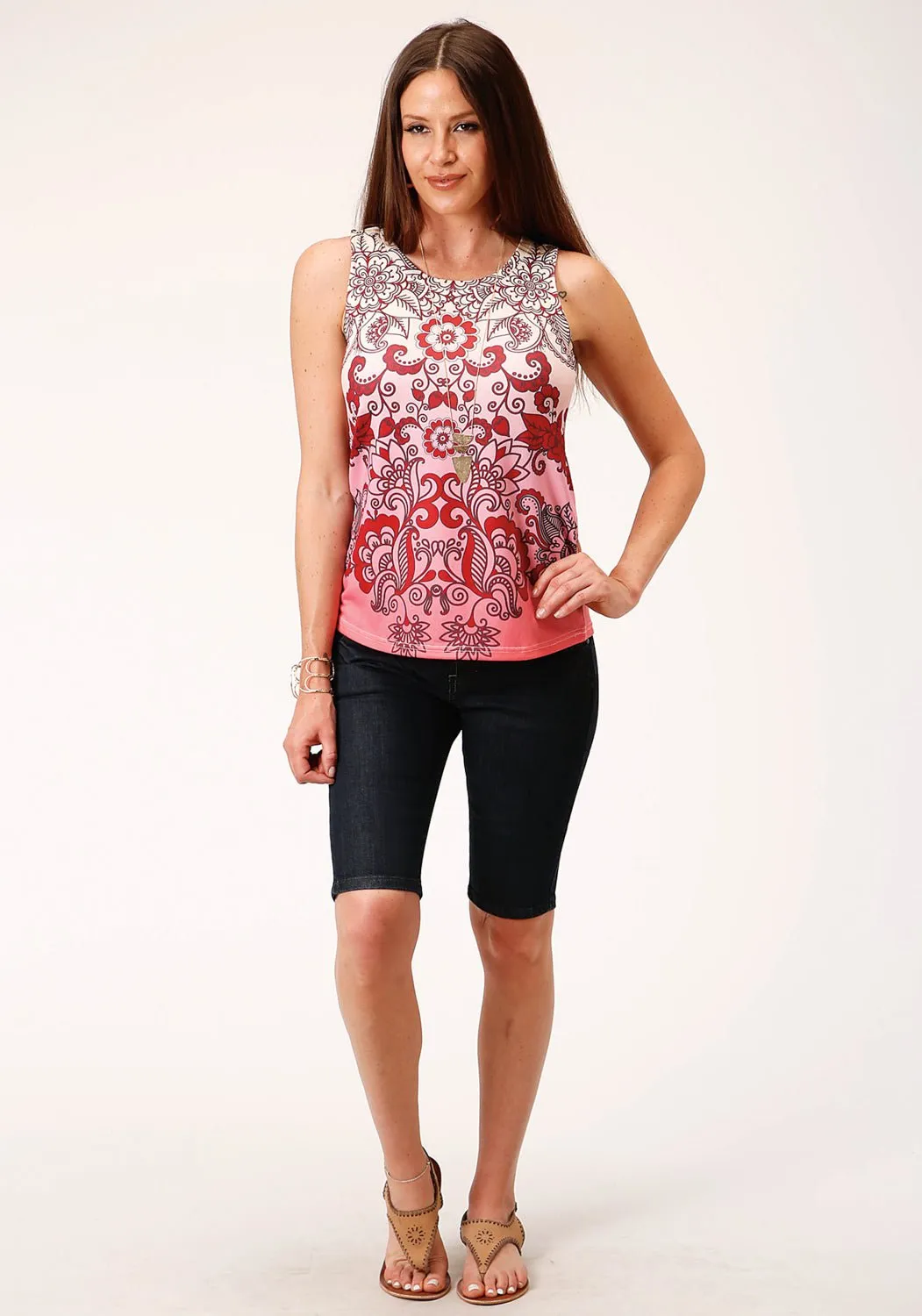 Bamboo Fiber Blend Roper Womens Sweater Jersey Multi-Color 95% Polyester/5% Spandex S/L Tank Top