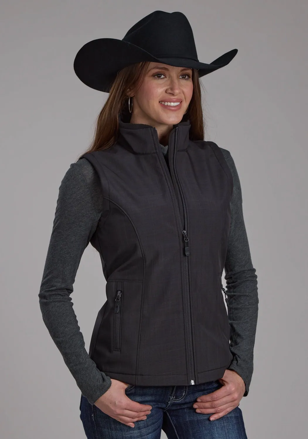 Winter Warmth Durable Roper Womens Technical Fleece Charcoal Fleece Softshell Vest