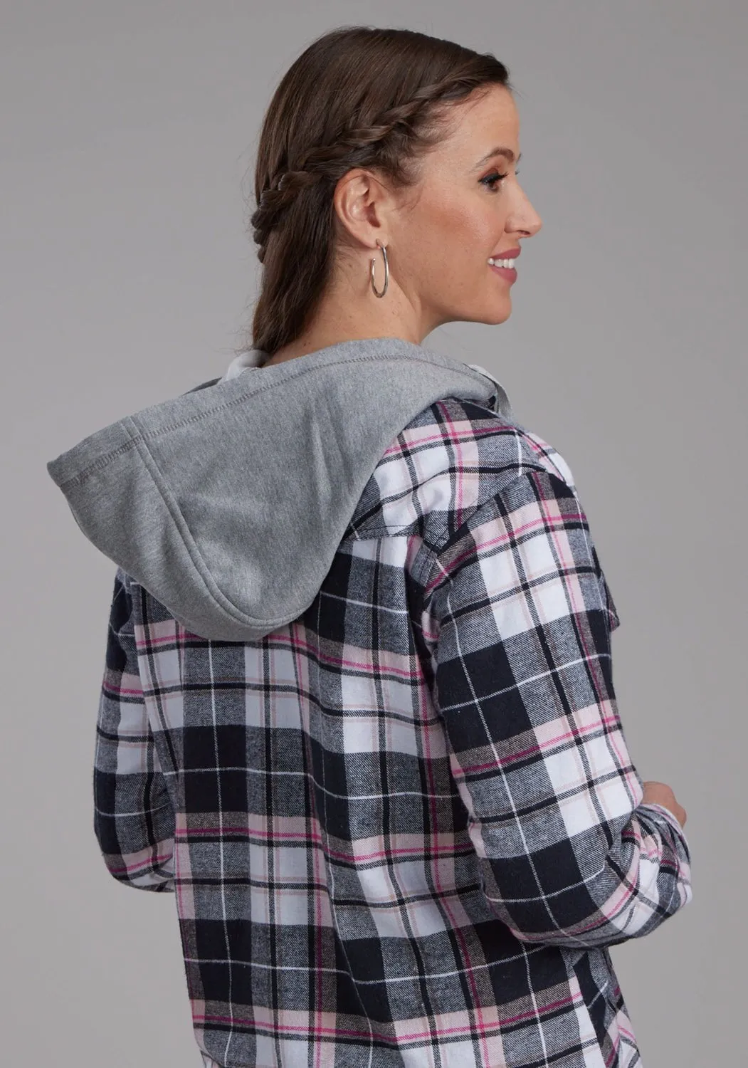 Eco Friendly Lightweight Modern Basic Style Roper Womens Thermal Lined Flannel Black 100% Cotton Jacket