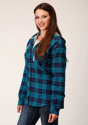 Roper Womens Thermal Lined Flannel Blue 100% Cotton Jacket Snug Stretch Smooth Minimalist Classic Office Wear Roper Womens Thermal Lined Flannel Blue 100% Cotton Jacket