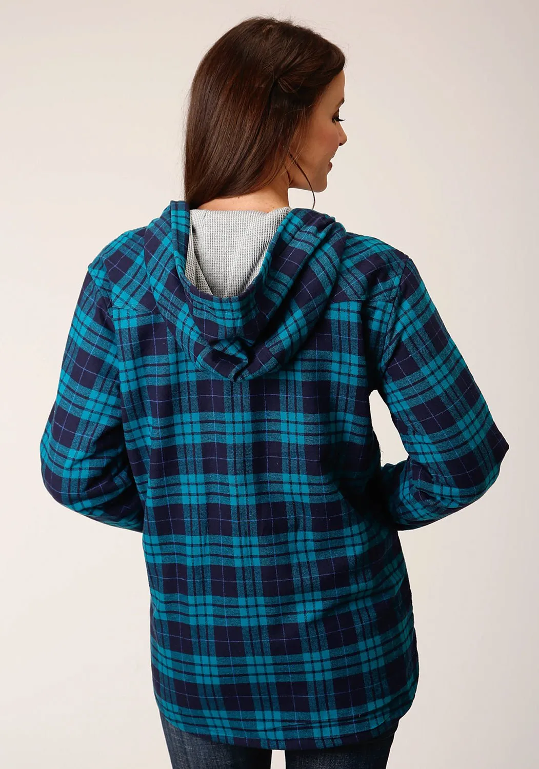 Perfect Match Roper Womens Thermal Lined Flannel Blue 100% Cotton Jacket