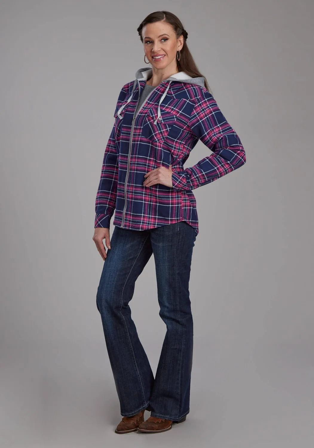 High Quality Bold Look Summer Vibes Roper Womens Thermal Lined Flannel Blue 100% Cotton Jacket