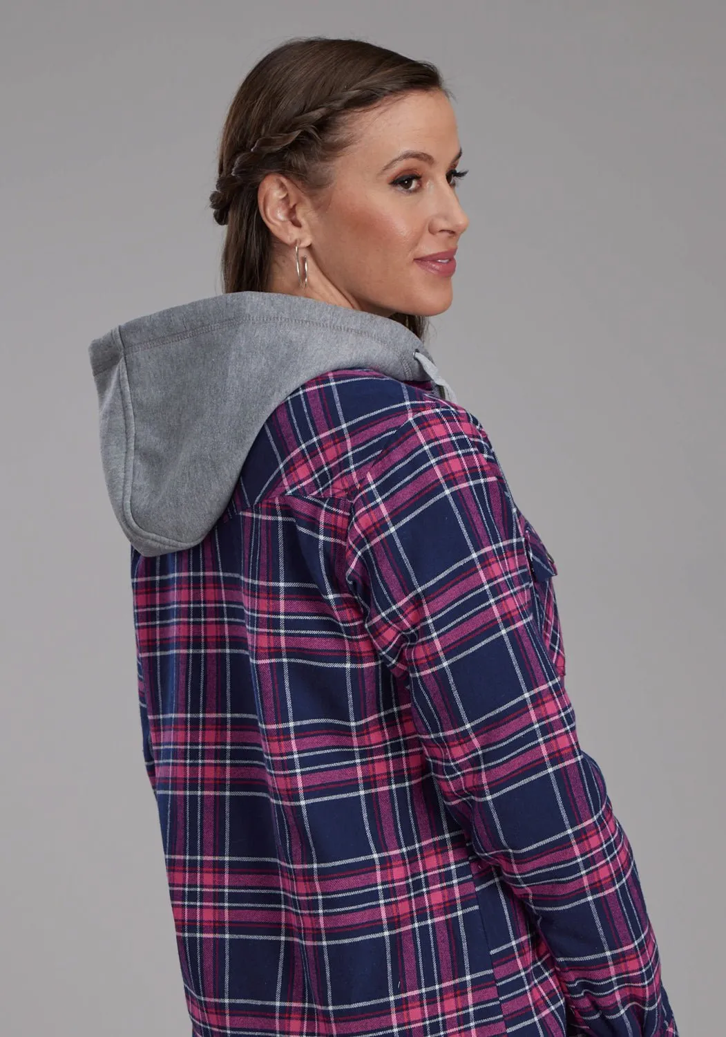 Roper Womens Thermal Lined Flannel Blue 100% Cotton Jacket Durable Fabric Body Friendly