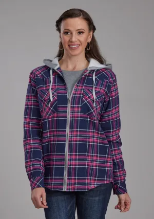 Roper Womens Thermal Lined Flannel Blue 100% Cotton Jacket Timeless Form Timeless Cut Low Effort Roper Womens Thermal Lined Flannel Blue 100% Cotton Jacket