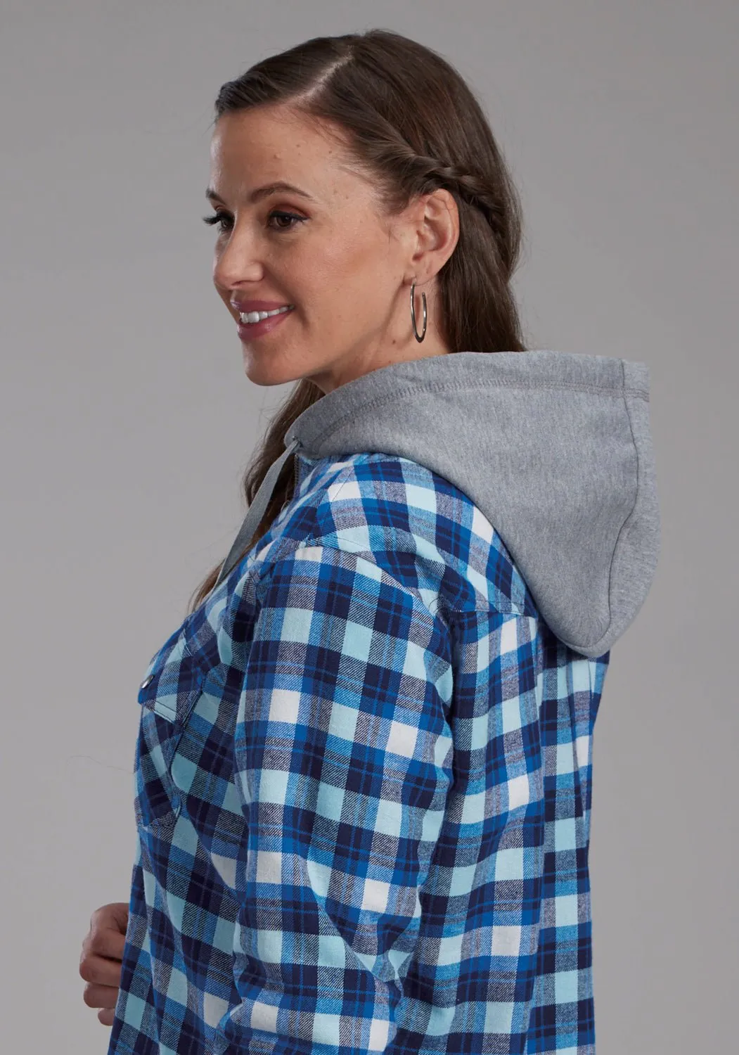 Professional Wear Artist Vibe Cool Texture Roper Womens Thermal Lined Flannel Blue/White 100% Cotton Jacket