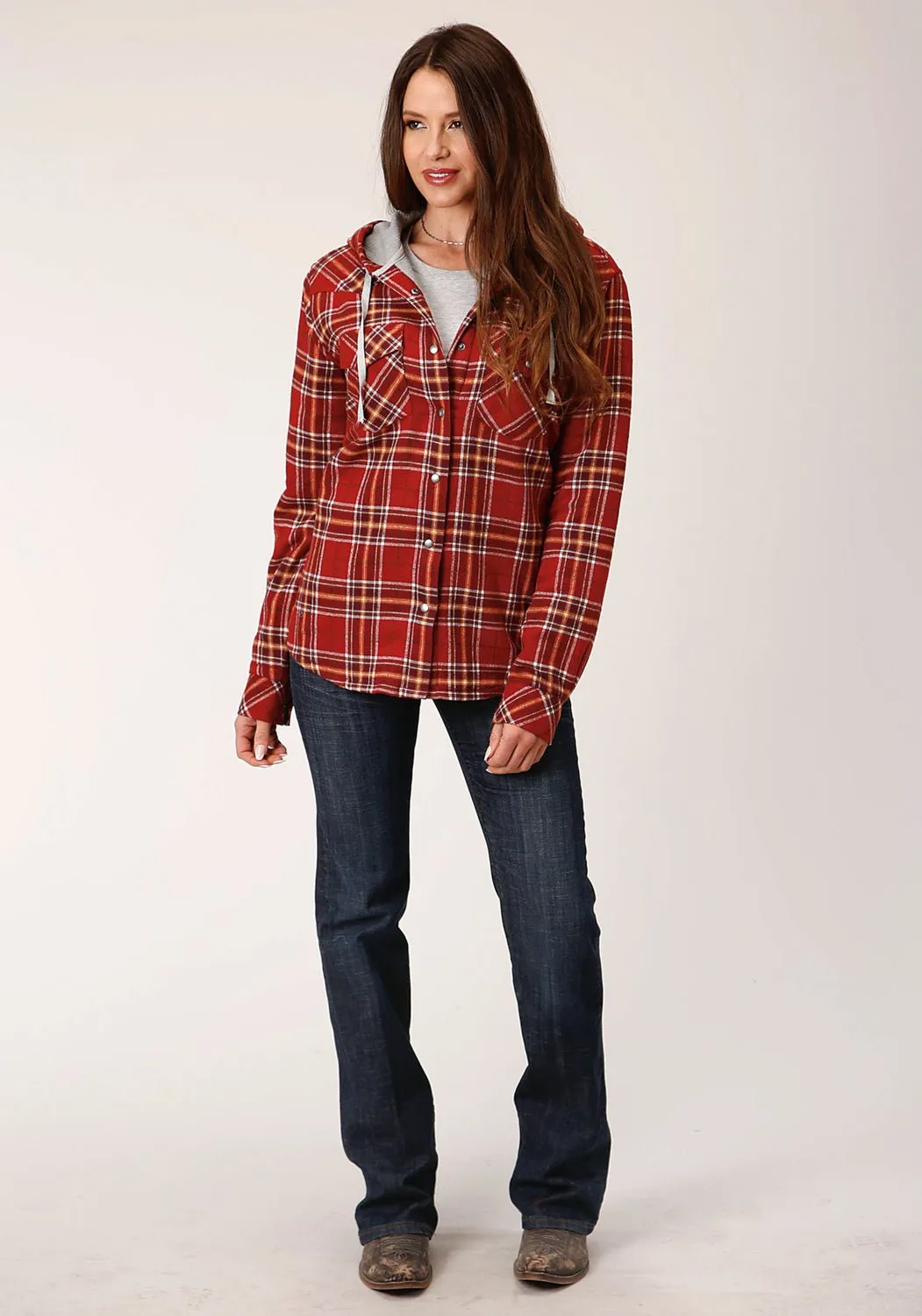 Roper Womens Thermal Lined Hooded Rust 100% Cotton Jacket Minimal Fit