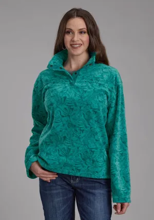Roper Womens Tropical Print Jade 100% Polyester Fleece Jacket Uncomplicated Fit Home Comfort Weekend Warrior Traveler Gear Sustainable Roper Womens Tropical Print Jade 100% Polyester Fleece Jacket