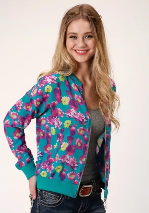 Roper Womens Turquoise/Purple Rayon/Nylon Cactus Floral Jacket Street Finish Everyday Fashion Lover Roper Womens Turquoise/Purple Rayon/Nylon Cactus Floral Jacket