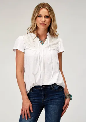 All-Weather Wear Youth fashion Roper Womens Victorian Shiffley White 100% Cotton S/S Shirt