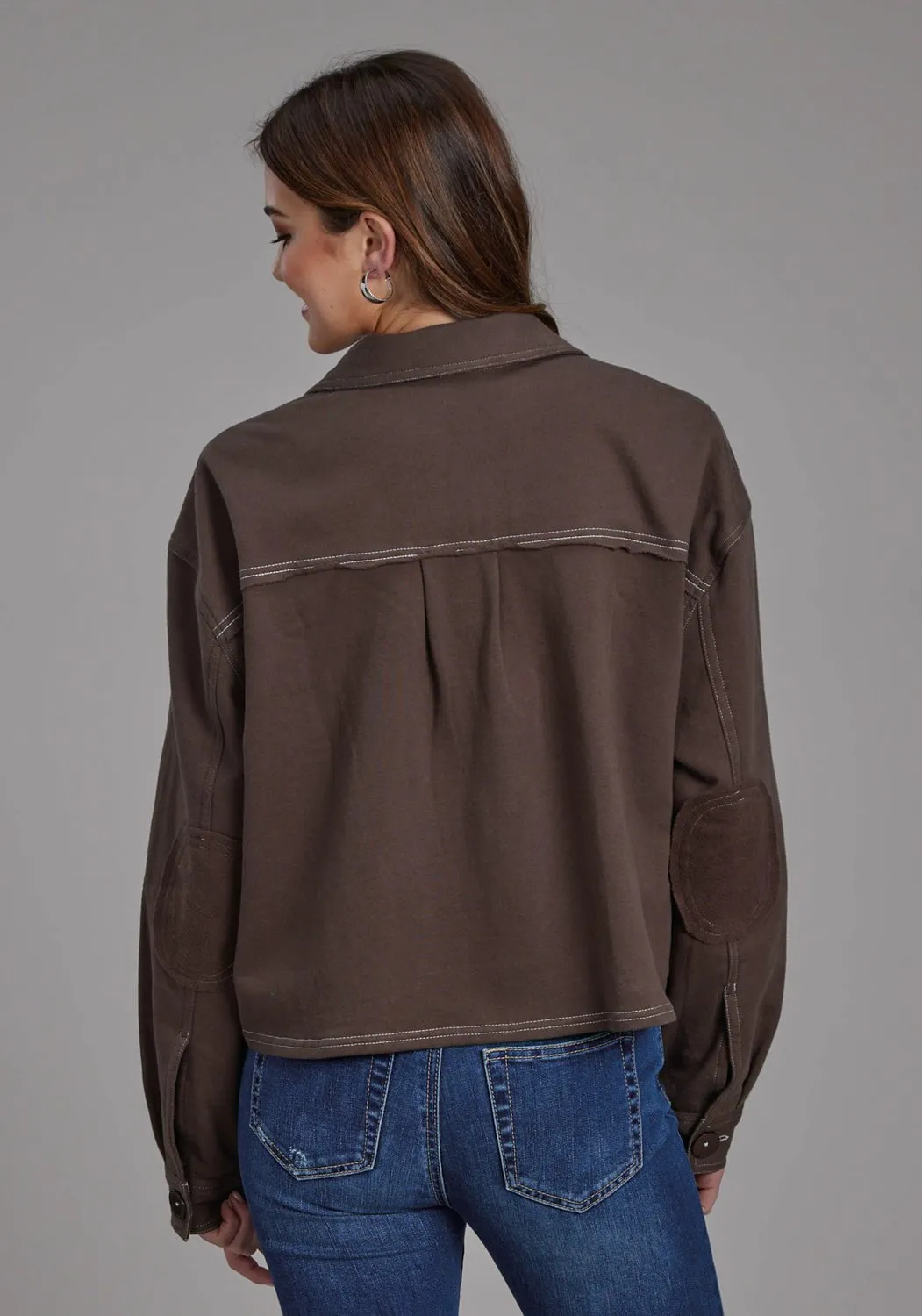Roper Womens Western Crop Brown 100% Cotton Jacket Beach Day Minimalist Style Youth Style