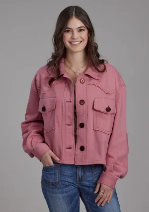 Roper Womens Western Crop Pink 100% Cotton Jacket Casual Edge Everyday Neutral Roper Womens Western Crop Pink 100% Cotton Jacket