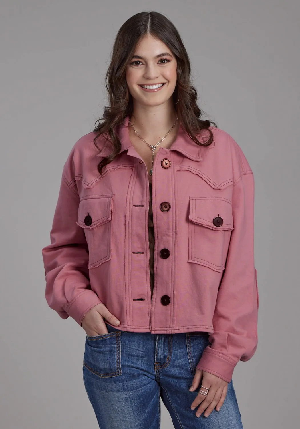 Everyday Neutral Roper Womens Western Crop Pink 100% Cotton Jacket