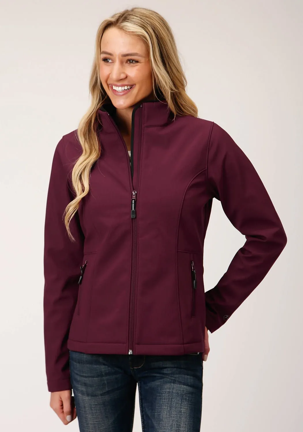 Roper Womens Wine Polyester Softshell Jacket Core Style Minimalist Daily Wear Loose