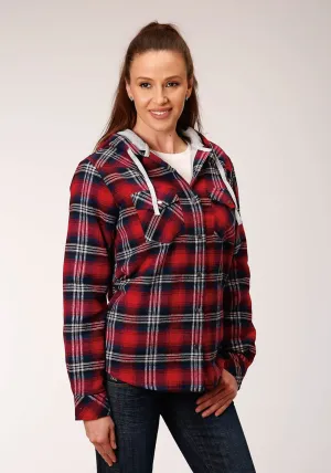 Roper Womens Wine/Navy 100% Cotton Flannel Plaid Jacket Universal Sizing Roper Womens Wine/Navy 100% Cotton Flannel Plaid Jacket Fit Essential Morning Stroll Streetwear Fan