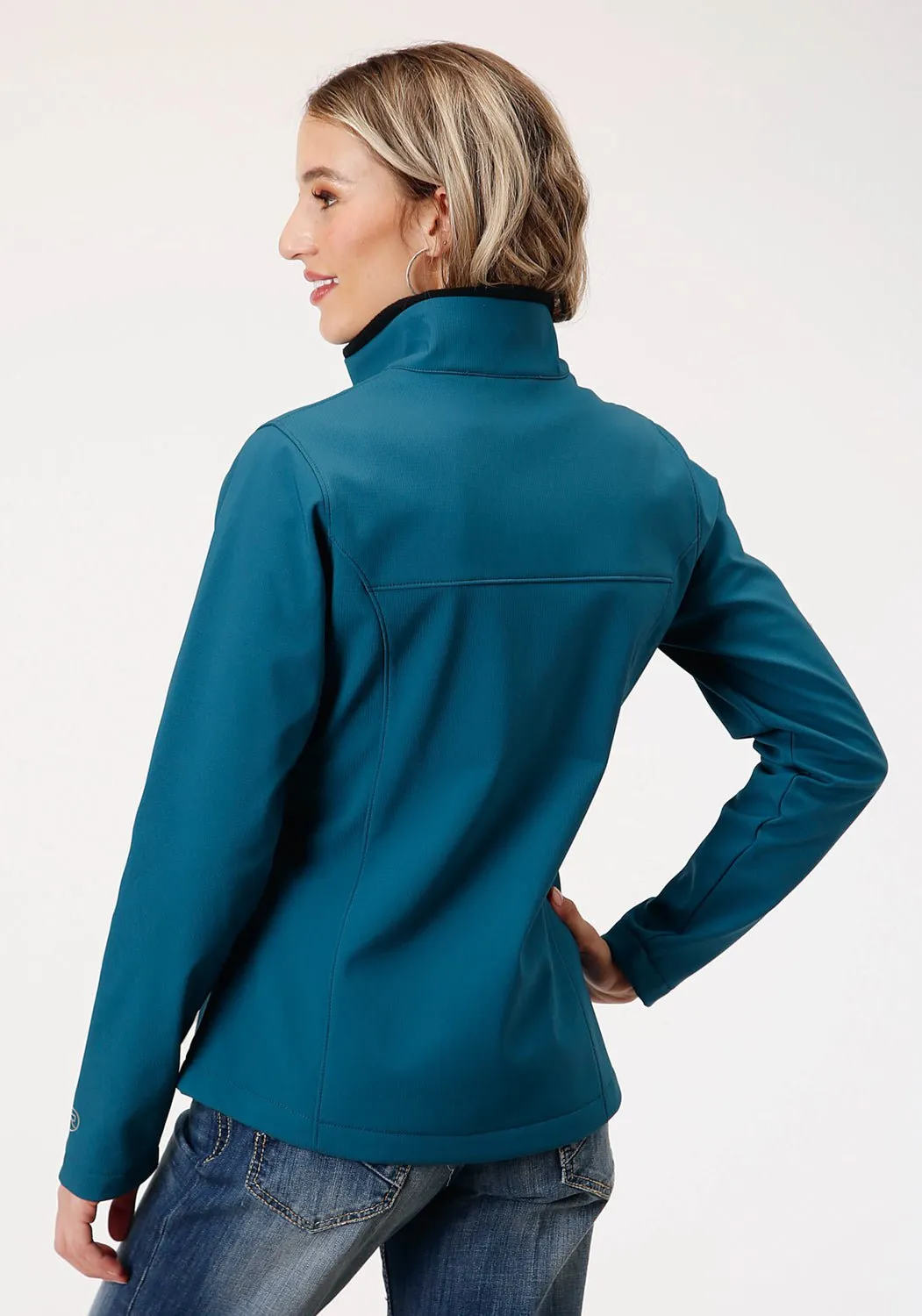 Roper Womens Zip Deep Teal Polyester Softshell Jacket Durable Athlete Fit Travel Outfit
