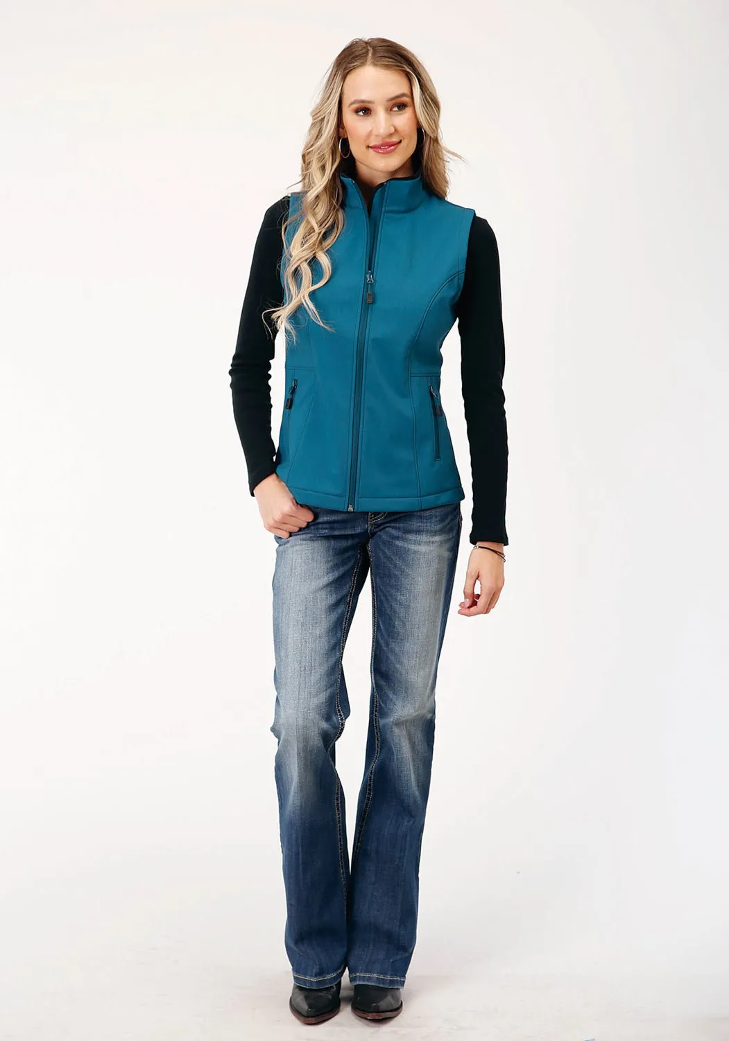 Reliable Layer Beach Day Versatile Soft Roper Womens Zip Deep Teal Polyester Softshell Vest
