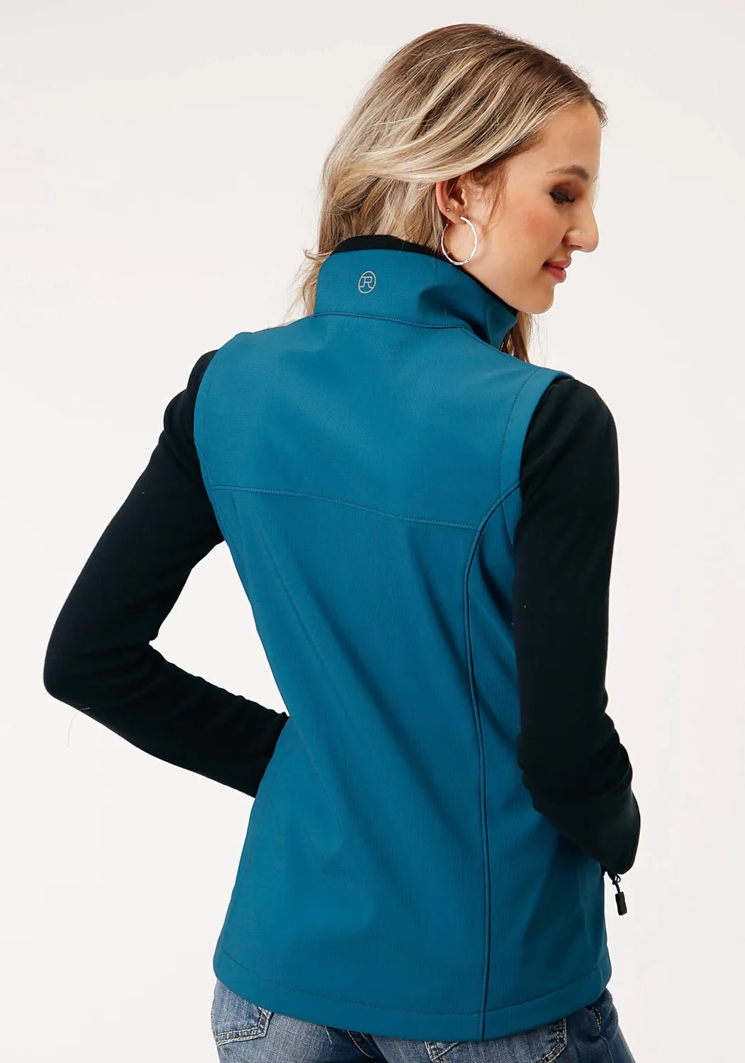 Premium Denim Roper Womens Zip Deep Teal Polyester Softshell Vest