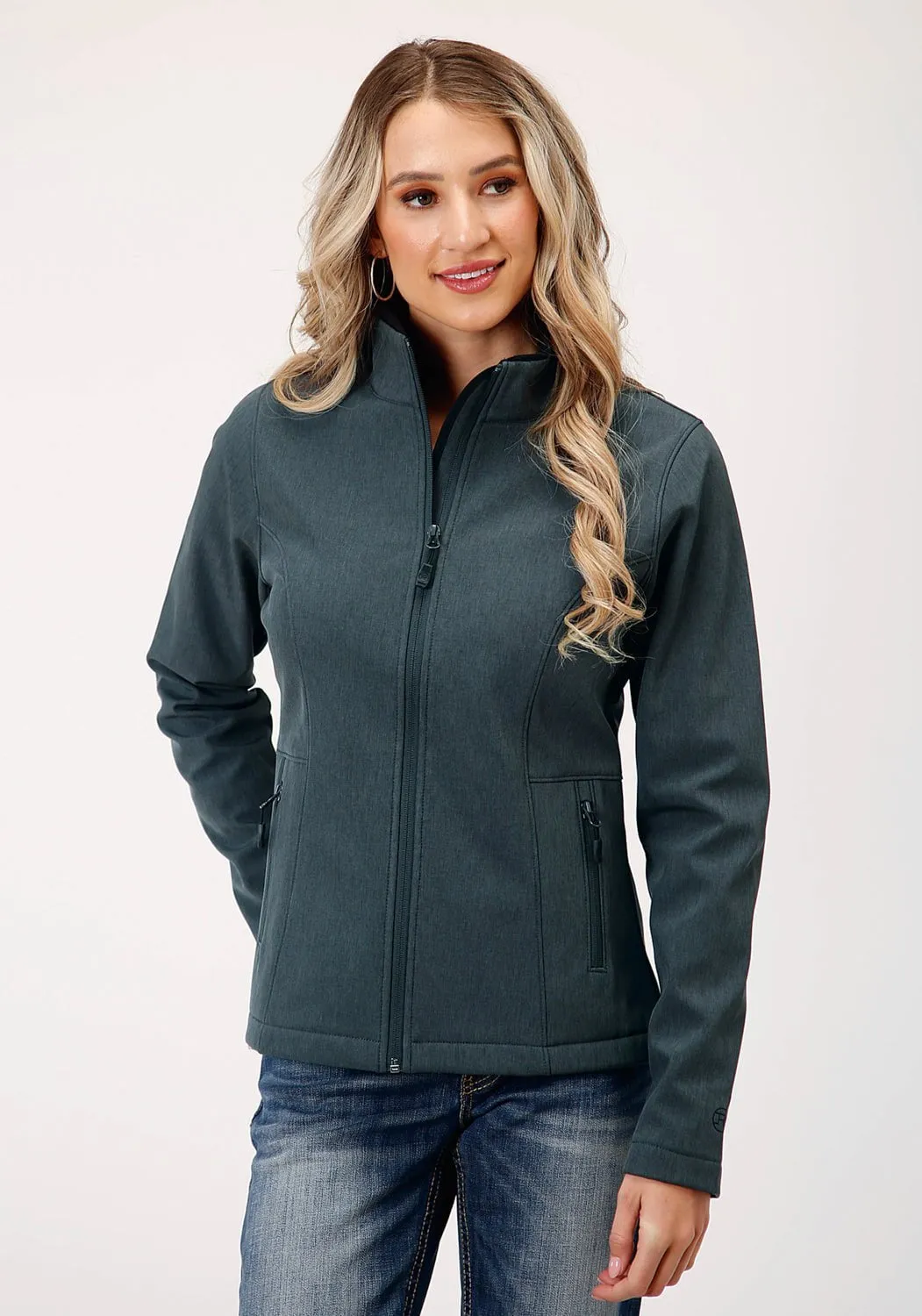 Roper Womens Zip Grey Polyester Softshell Jacket Versatile Tailoring Cool Essentials
