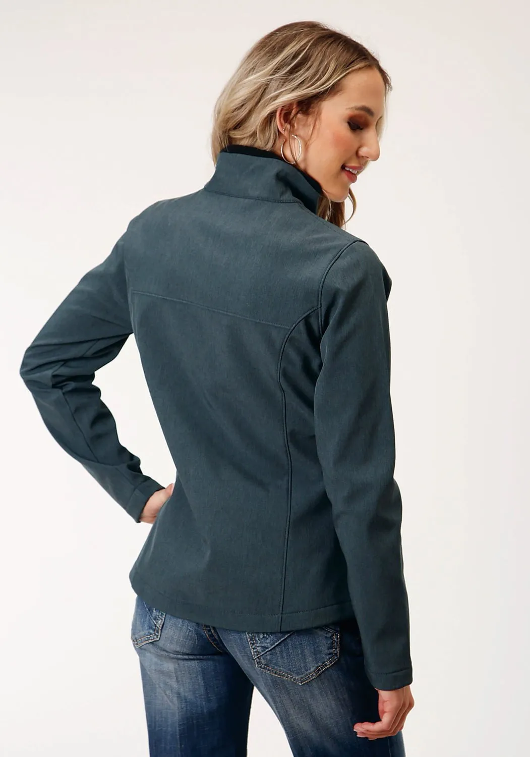 Roper Womens Zip Grey Polyester Softshell Jacket Base Layer Double Layered Knees
