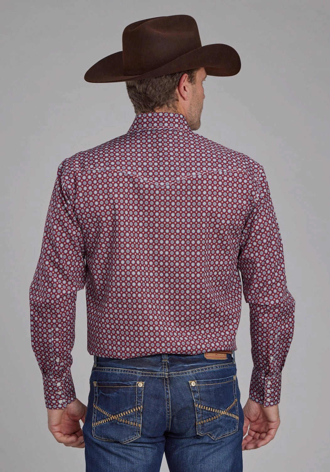 Roper Mens 2153 Highway Foulard Red 100% Cotton Tall L/S Shirt Elegant Finish
